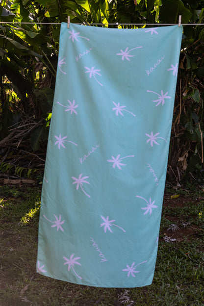 Reversible Mint & Orange Kauai Palm Tree Paradise Microfiber Towel