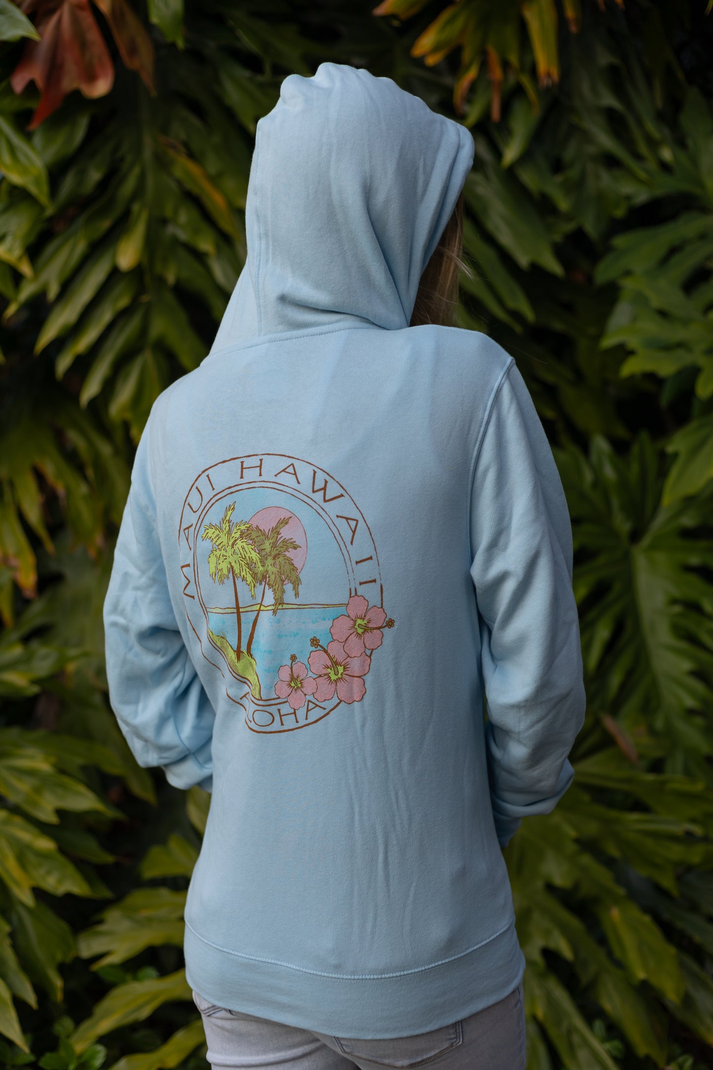 Maui Palm Hibiscus Full Zip Hoody