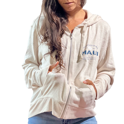 Aloha State of Mind Zip Up - Coconut