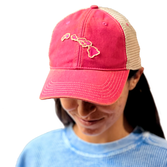 Pink Vintage Two-Tone Trucker Hat